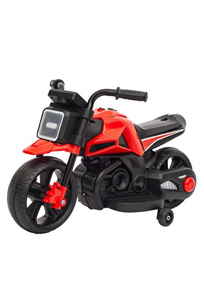 dalip Electric Kids Motorcycle with Training Wheels, 6V 4.5Ah Battery, Lights & Music, Red/Black