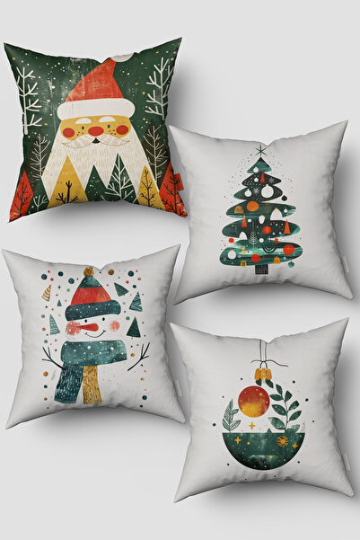 EsnafAli Коледна тема Зелена ела и снежен човек Новогодишен комплект от 4 кал...