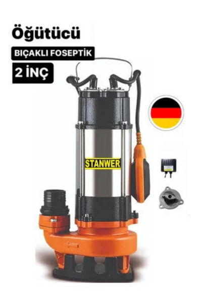 STANWER GERMANY 2 INC Drenaj Logar Atık Dalgıç Su Pompası - Bıçaklı Parçalayıcı BÜYÜK MODEL