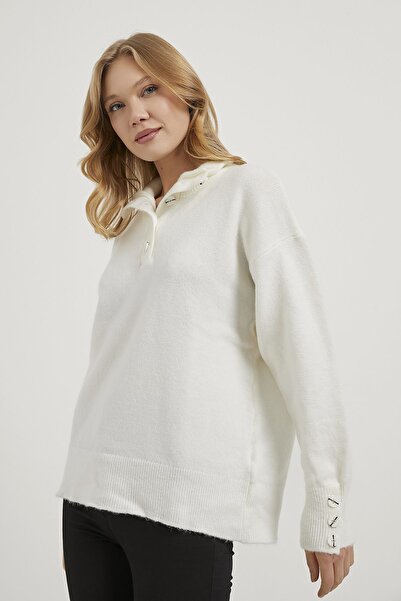 Arma Life Armalife 4786 collar sleeve button detailed knitwear women's sweater