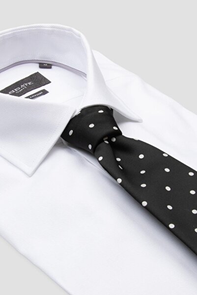 Abbate Marco Twill Cotton Slim Fit White Classic Collar Men's Plain Shirt