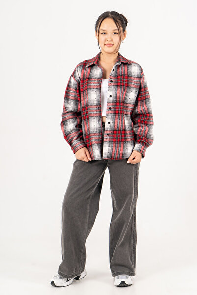 GİYİCEM TEKSTİL قميص فارمر منقوش ذو ملمس ناعم للفتيات 3172