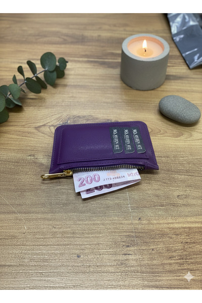 Ayleen Ayz Women's Leather Zippered Card Holder Wallet Small Size