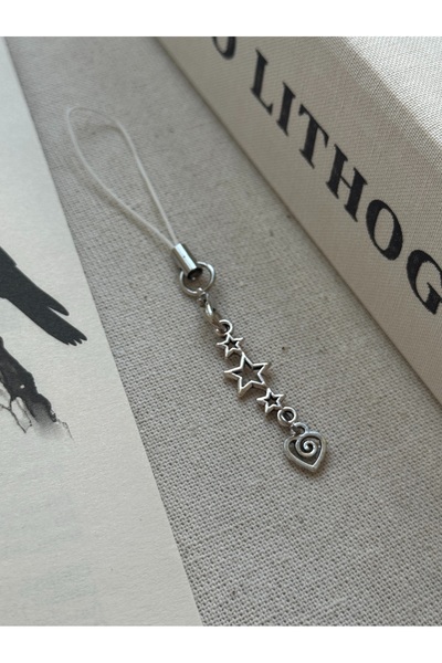 WhimsyWhite Moon and Spiral Heart Design Phone Charm, Handmade Phone Lanyard