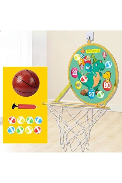 dalip Interactive Toy 2-in-1 – Basketball Hoop & Darts Target, 16cm Ball, Pump, 8 Velcro Balls, D