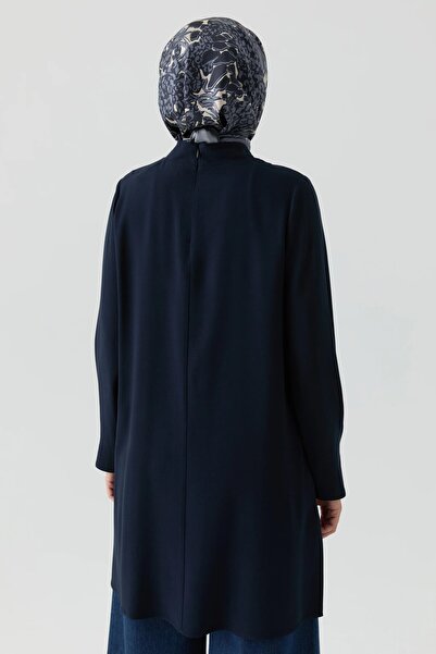 Tuğba Dik Yakalı Tunik - Lacivert