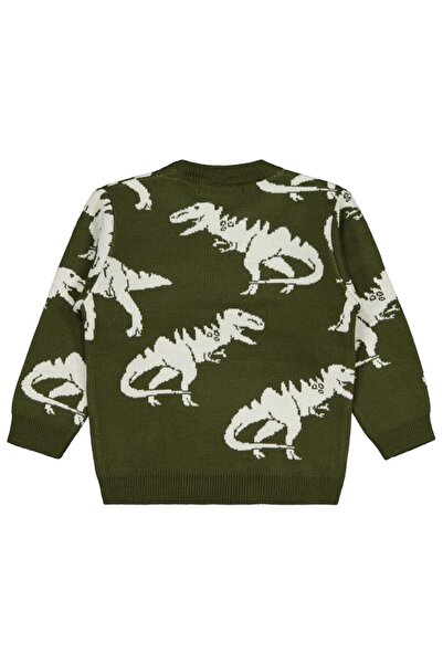 Civil Boys Dinosaur Patterned Sweater for Ages 2-5 - Khaki 2-3 Years