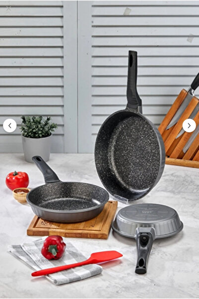 Sevinç Ev Tekstili Sevinç Granite Cast Iron Pan Set 3-Piece Gray - 20X24X28