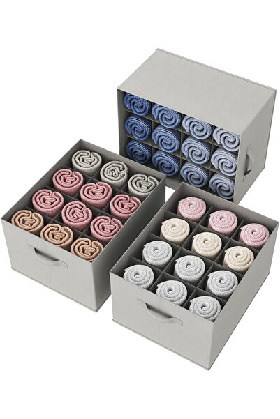 Lifewit Wardrobe clothes organizer, set of 3 foldable boxes with 12 compartme...