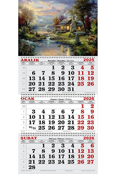 GENC DIJITAL BASKI 2026 Yılı Gemici Takvimi-Nehir Kenarındaki Çiftlik Evi