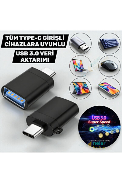 nelerbulurum Tüm Type-c Olan Cihazlara Uyumlu Type-c To Usb 3.0 Veri Aktarımı Macbook Flash Bellek Mouse Çevirici