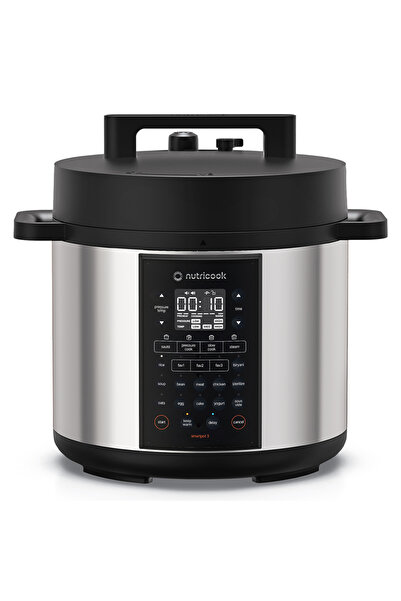 Nutricook Smart Pot 3, 1200 Watts Electric Pressure Cooker, Rice Cooker, Steamer, Yogurt Maker, 6L, Silver