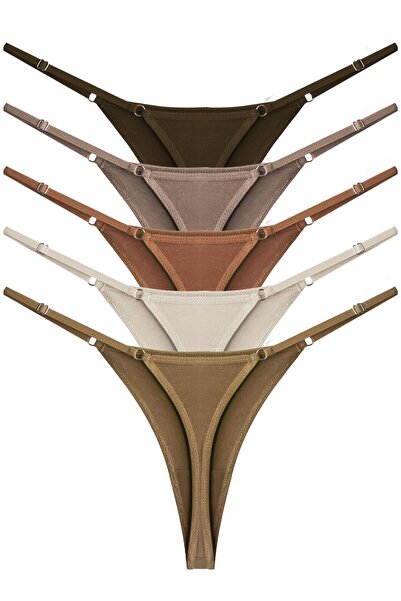 Cottonhill Basic Pamuklu Beli Ayarlanır Kadın Tanga Külot 5'li Paket-2