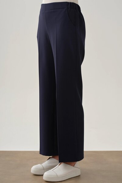 Tuğba Beli Lastikli Culotte Pantolon - Lacivert