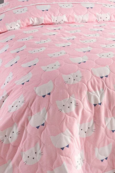 Eponj Home Yatak Örtüsü Seti Tek Kişilik Pamuklu 2 Parça – Pisipisi Desen – Pembe / Yumuşak Dokulu