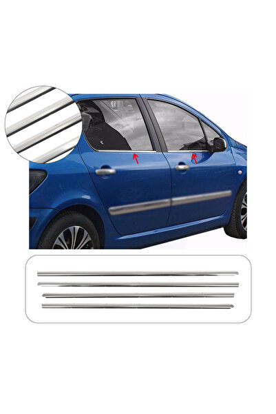 ServetDizaynOto Peugeot 307 Uyumlu 2001-2008 Krom Cam Çıtası 4 Parça Paslanma...