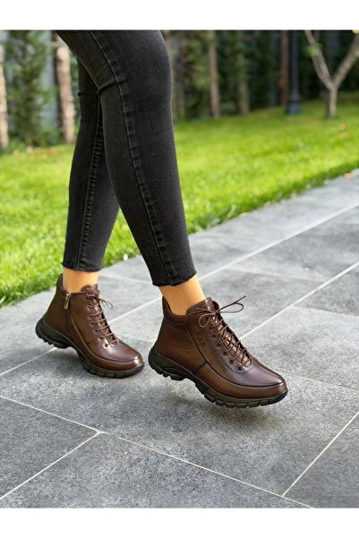 DİVA Kahve Deri Bağcıklı Kadın Günlük Bot