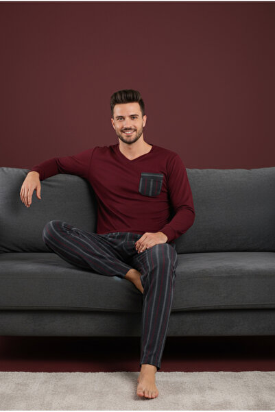 Bravie Luxury Thermal Men's Pajama Set 9732 Claret Red