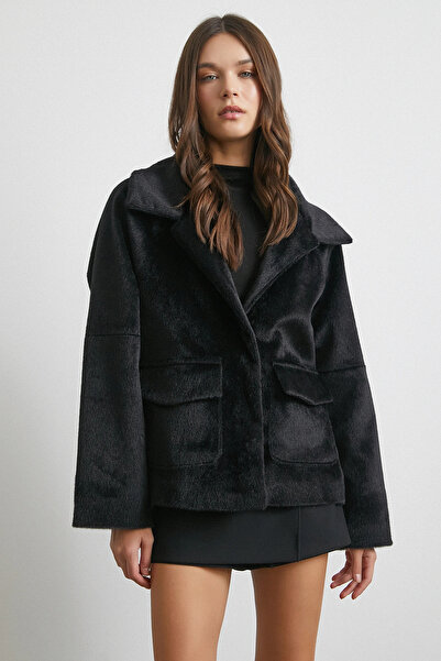 Never more Reglan Sleeve Flock Coat Black