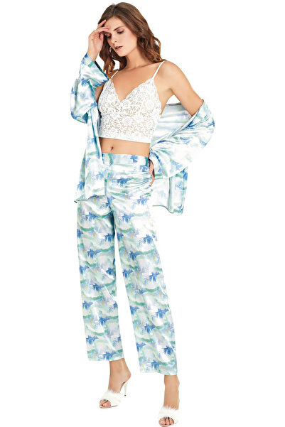 MOONGIRL KADIN SATEN EMPİRME BRALEDLİ PİJAMA TAKIM