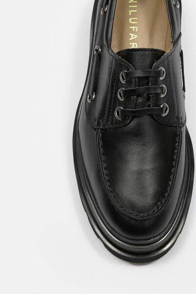 NILUFARR Γυναικείο Loafer Rinda Μαύρο Γνήσιο Δέρμα