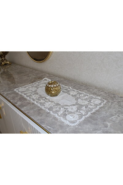 HUZUR ÇEYİZ Kilis İşi Rose Pattern 3-Piece Coffee Table Set