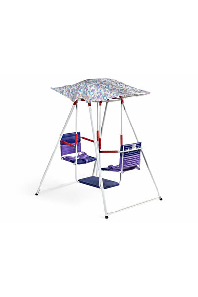 ALRWAD أرجوحة أطفال مزدوجة المقاعد مع مظلة، أرجوحة خارجية للأطفال مع أحزمة أم...