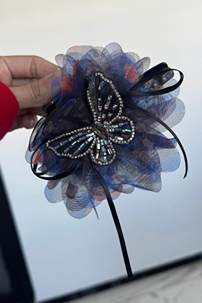 TAKIŞTIR Navy Blue Color Butterfly Figured Latch Buckle