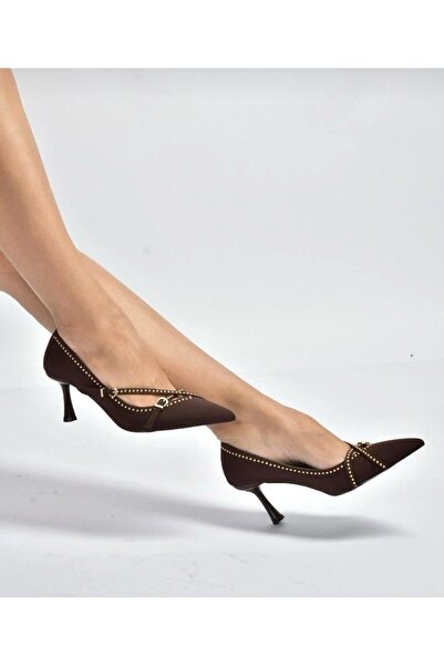 MİSS PARK MODA Thin Heeled Women's Shoes with Staple Detail