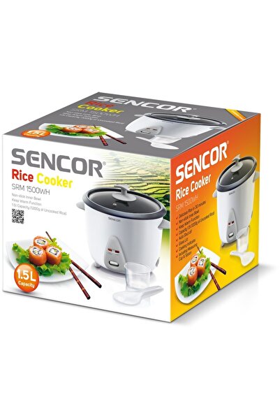 Sencor Aparat de gătit orez SRM1500WH, 1,5 L, 500 W, alb/negru