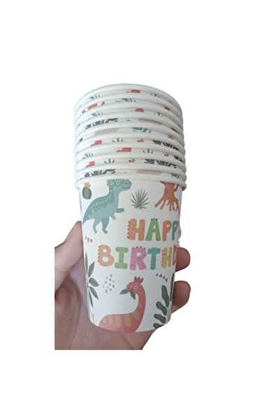 DAMUR Set of 10 Glasses, Dinosaur Print, Cardboard, 250 ml, 7.5 x 8.5 x 5.2 c...