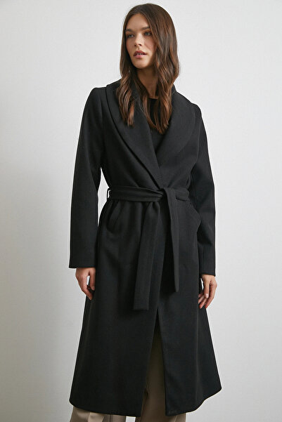 Never more Belted Cashmere Coat Black
