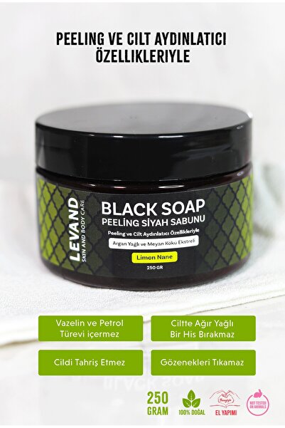 Levand Fas Siyah Argan Sabunu Limon Nane /beldi/jel Peeling Sabunu 250g