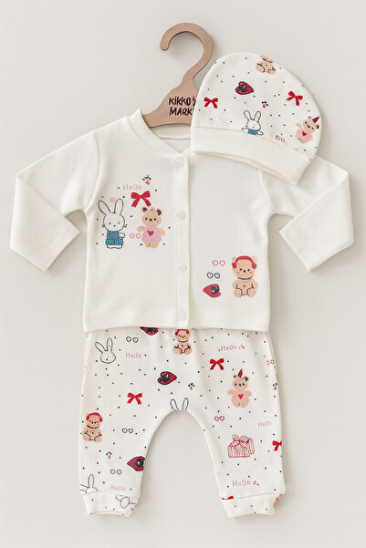 Selvira 3 Piece Newborn Baby Set |   Cotton Hospital Discharge Set