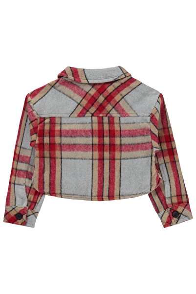 ZEYNEVA Timo Plaid Jacket with Flap Pockets for Girls 6-9 - Gray 9-10 Years Old