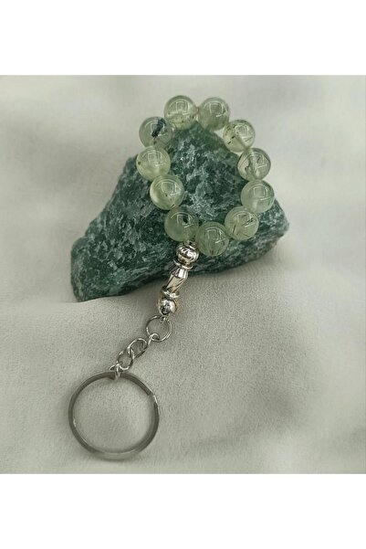 Hd Marketim سلسلة مفاتيح تسبيح 11 حبة 10 مم من الحجر الطبيعي بريناتي ميني تسبيح