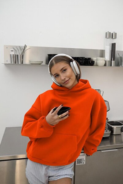 E-ROMA سترة بغطاء للرأس بدون طباعة للجنسين