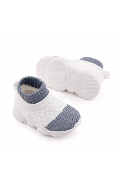 BebeNou Mocasini gri alb, stil tenis, antiderapanți (mărimea 23)