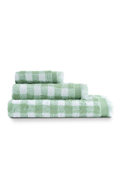 Altınbaşak Gracia 100% Cotton Yarn Dyed Bath Towel Set 3-Piece 70X140/40X70/30X30 Green