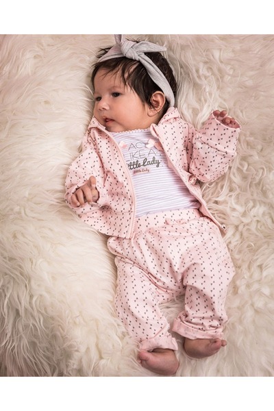 Dirkje Set bebe 3 piese: Cardigan, bluza, pantaloni "Little Lady"