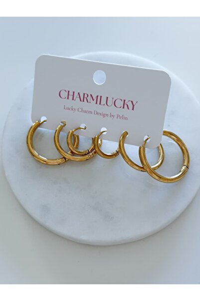 CHARMLUCKY Steel 6-Piece Basic Hoop Earring Set