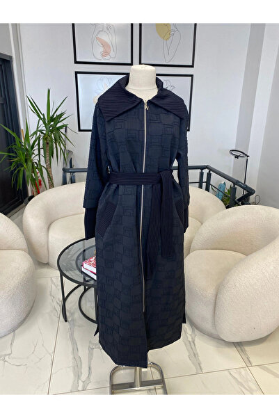 NUSS TRİKO NUSS JAKARLI UZUN PARDESÜ LACİVERT