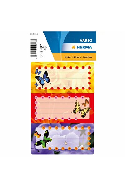 Herma Etichete școlare, Fluturi, 76x35mm, 6 bucăți