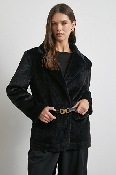 Never more Belted Thai Flock Jacket Black