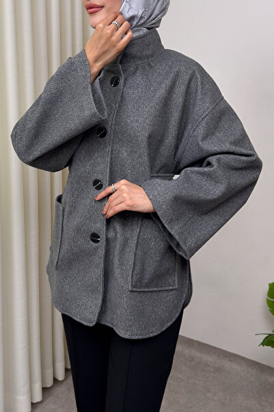 Salih Çelebi Hakim Yaka Cashmere Jacket 0035 - Gray