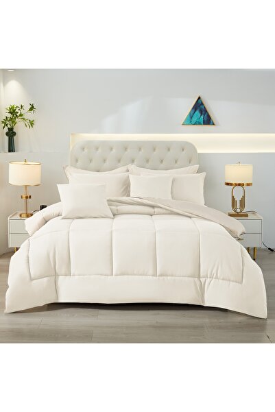 ShinyFlower Winter Comforter Set with Fixed Cotton Filling, Microfiber Fabric, 8 Pieces, Double Size 240x220 cm