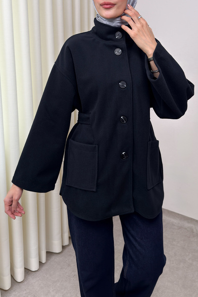 Salih Çelebi Judge Collar Cashmere Jacket 0035 - Dark Blue