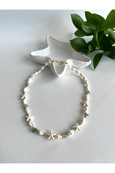 Fynbos قلادة صيفية من الحجر الطبيعي وصدف البحر والنجوم