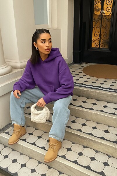 BENROMA BASKISIZ DÜZ ÜNİSEX KAPÜŞONLU SWEATSHIRT