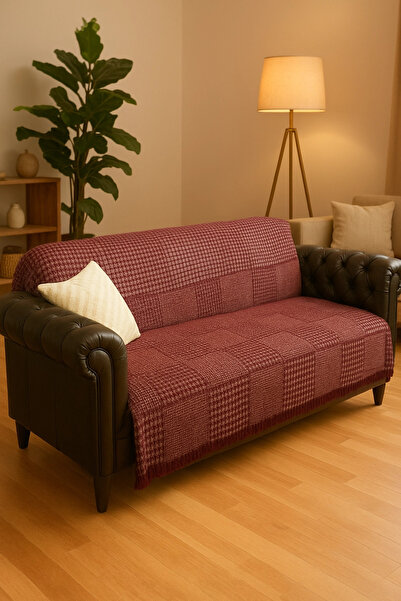 Sevinç Ev Tekstili Sevinç Luxury Cotton Sofa-Couch Cover Burgundy